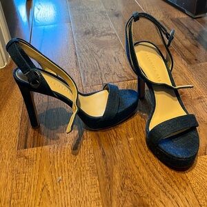 Veronica Beard denim blue ankle strap heels size 6